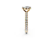 Solitaire Engagement Ring Setting for Oval Center with Shared-Prong Accents and Prong Head in Yellow Gold