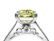 Solitaire Engagement Ring Setting for Fancy Yellow Princess Cut Center with Channel Band and Double Claw Prong Head in White Gold