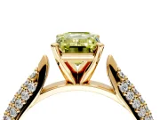 Solitaire Engagement Ring Setting for Fancy Yellow Emerald Cut Center with Multi-Row Accents and Prong Head in Yellow Gold