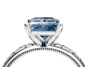 Solitaire Engagement Ring Setting for Fancy Blue Princess Cut Center with Scrollwork Band and Prong Head in Sterling Silver