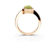 Halo Engagement Ring Setting for Fancy Yellow Radiant Cut Center with Heart-Shaped Openwork, Pave Band and Prong Head in Rose Gold
