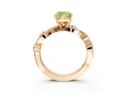 Solitaire Engagement Ring Setting for Fancy Yellow Cushion Cut Center with Bar-Station Pave Twist and Prong Head in Rose Gold