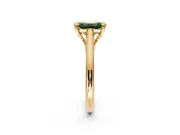 Solitaire Engagement Ring Setting for Fancy Green Emerald Cut Center with Cathedral Band and Prong Head in Yellow Gold
