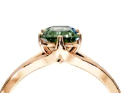 Solitaire Engagement Ring Setting for Fancy Green Emerald Cut Center with Plain Split Shank and Prong Head in Rose Gold