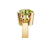 Solitaire Engagement Ring Setting for Fancy Yellow Round Cut Center with Plain Band and Flat Tab Prong Head in Yellow Gold
