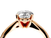 Solitaire Engagement Ring Setting for Oval Center with Knife Ridge Band and Claw Prong Head in Rose Gold