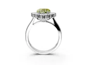 Cluster Halo Engagement Ring Setting for Fancy Yellow Heart-Shaped Center with Milgrain Bezel Accents and Prong Head in Sterling Silver