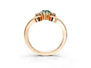 Solitaire Engagement Ring Setting for Fancy Green Pear-Shaped Center with Twisted Band and Scroll Prong Head in Rose Gold