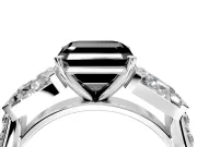 Channel-Set Engagement Ring Setting for Fancy Black Asscher Cut Center with Baguette Band and Prong Head in Platinum
