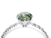 Solitaire Engagement Ring Setting for Fancy Green Marquise Center with Large Accent Band and Prong Head in Sterling Silver