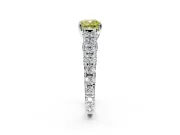 Solitaire Engagement Ring Setting for Fancy Yellow Cushion Cut Center with Pave Cathedral Shoulders and Prong Head in Platinum