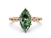 Solitaire Engagement Ring Setting for Fancy Green Marquise Center with Bezel-Dot Beaded Band and Prong Head in Rose Gold