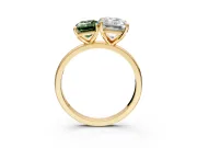 Fancy Green Emerald Cut and Emerald Cut Lab-Grown Diamond Toi et Moi Engagement Ring with Prong-Set Stones in Yellow Gold