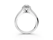 Halo Engagement Ring Setting for Emerald Cut Center with Knife Ridge Cathedral Band and Prong Head in Platinum