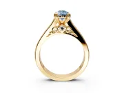 Solitaire Engagement Ring Setting for Fancy Blue Pear-Shaped Center with Channel Band and Double Claw Prong Head in Yellow Gold