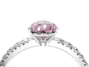 Solitaire Engagement Ring Setting for Fancy Pink Pear-Shaped Center with Large Accent Band and Prong Head in White Gold