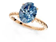 Solitaire Engagement Ring Setting for Fancy Blue Oval Center with 2-Strand Rope Twist Band and Prong Head in Rose Gold