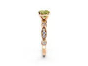 Solitaire Engagement Ring Setting for Fancy Yellow Cushion Cut Center with Milgrain Bezel Accents and Prong Head in Rose Gold