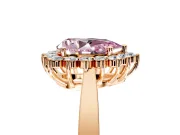 Starburst Halo Engagement Ring Setting for Fancy Pink Pear-Shaped Center with Flat Cathedral Band and Prong Head in Rose Gold