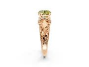 Solitaire Engagement Ring Setting for Fancy Yellow Round Cut Center with Filigree Accent Basket and Prong Head in Rose Gold