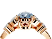 Floral Engagement Ring Setting for Fancy Blue Pear-Shaped Center with Marquise Cluster Shoulders and Prong Head in Rose Gold