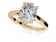 Solitaire Engagement Ring Setting for Oval Center with Tapered Shoulders and Prong Head in Yellow Gold