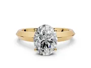 Solitaire Engagement Ring Setting for Oval Center with Wide Knife Ridge Band and Prong Head in Yellow Gold