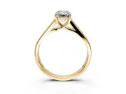 Solitaire Engagement Ring Setting for Emerald Cut Center with Round Cut Channel Band and Prong Head in Yellow Gold