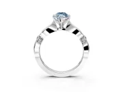 Solitaire Engagement Ring Setting for Fancy Blue Marquise Center with Carved Leaf Shoulders and Prong Head in Sterling Silver