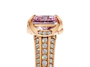 Solitaire Engagement Ring Setting for Fancy Pink Radiant Cut Center with Accented Split Shank and Prong Head in Rose Gold