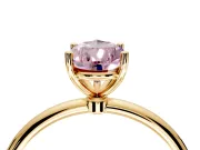 Solitaire Engagement Ring Setting for Fancy Pink Pear-Shaped Center with Straight Thin Band and Prong Head in Yellow Gold