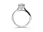 Solitaire Engagement Ring Setting for Princess Cut Center with Narrow Cathedral Band and Prong Head in Sterling Silver