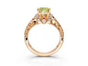 Solitaire Engagement Ring Setting for Fancy Yellow Cushion Cut Center with Filigree Accent Basket and Prong Head in Rose Gold