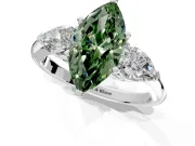 3 Stone Engagement Ring Setting for Fancy Green Marquise Center with Large Pear-Shaped Accents and Prong Head in Sterling Silver