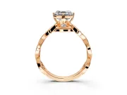 Solitaire Engagement Ring Setting for Asscher Cut Center with Accented Twist Band and Leaf Prong Head in Rose Gold