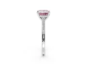 Solitaire Engagement Ring Setting for Fancy Pink Princess Cut Center with Channel Accents and Prong Head in White Gold