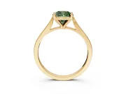 Solitaire Engagement Ring Setting for Fancy Green Cushion Cut Center with Tapered Shoulders and Prong Head in Yellow Gold