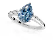 Solitaire Engagement Ring Setting for Fancy Blue Pear-Shaped Center with Channel Accents and Prong Head in Sterling Silver