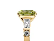 Bar-Set Engagement Ring Setting for Fancy Yellow Emerald Cut Center with Tapered Baguette Accents and Prong Head in Yellow Gold