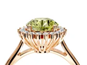 Starburst Halo Engagement Ring Setting for Fancy Yellow Round Cut Center with Thin Round-Wire Band and Prong Head in Rose Gold