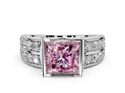 Bezel Engagement Ring Setting for Fancy Pink Princess Cut Center with Wide Channel-Set Band and Bezel Head in Platinum