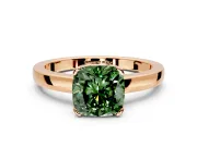 Solitaire Engagement Ring Setting for Fancy Green Cushion Cut Center with Plain Band and Flat Tab Prong Head in Rose Gold