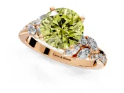 Solitaire Engagement Ring Setting for Fancy Yellow Round Cut Center with Marquise Accent Twist Band and Prong Head in Rose Gold
