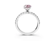 Open Basket Engagement Ring Setting for Fancy Pink Oval Center with Pave Band and Prong Head in Platinum