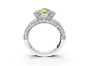 Pave Engagement Ring Setting for Fancy Yellow Pear-Shaped Center with Curved Accent Rows, Openwork and Prong Head in Platinum