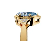 Cluster Engagement Ring Setting for Fancy Blue Pear-Shaped Center with Milgrain Shoulder Clusters and Prong Head in Yellow Gold