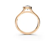 Solitaire Engagement Ring Setting for Pear-Shaped Center with V Split Shank and Bezel Head in Rose Gold