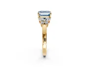Solitaire Engagement Ring Setting for Fancy Blue Asscher Cut Center with Marquise Flower Shoulders and Prong Head in Yellow Gold