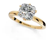 Solitaire Engagement Ring Setting for Cushion Cut Center with Plain Band and Tulip Prong Head in Yellow Gold