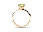 Solitaire Engagement Ring Setting for Fancy Yellow Cushion Cut Center with Fine Pave Narrow Band and Prong Head in Rose Gold
